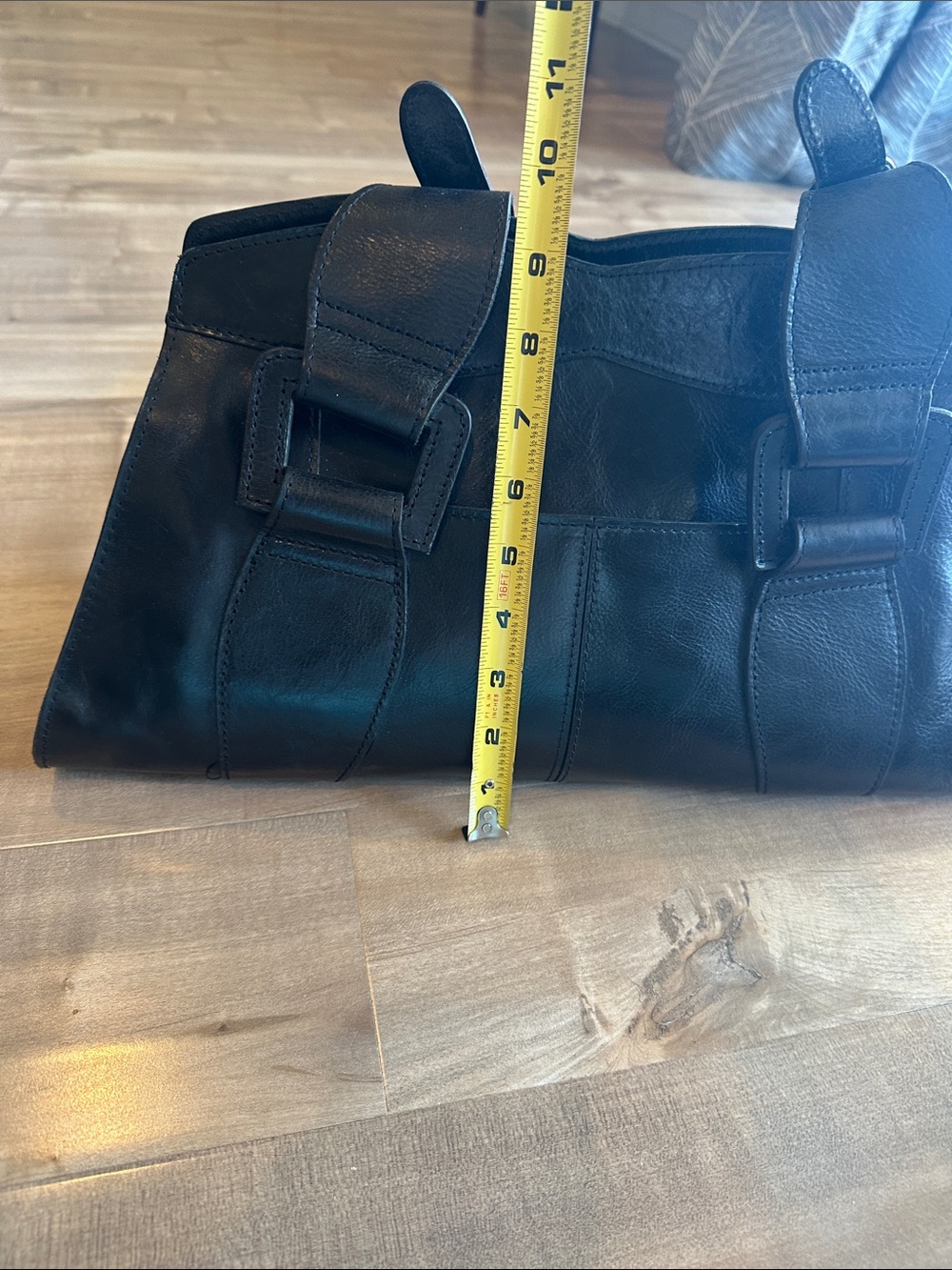 Patricia Nash Black Leather Buckle Satchel - Picture 5 of 13